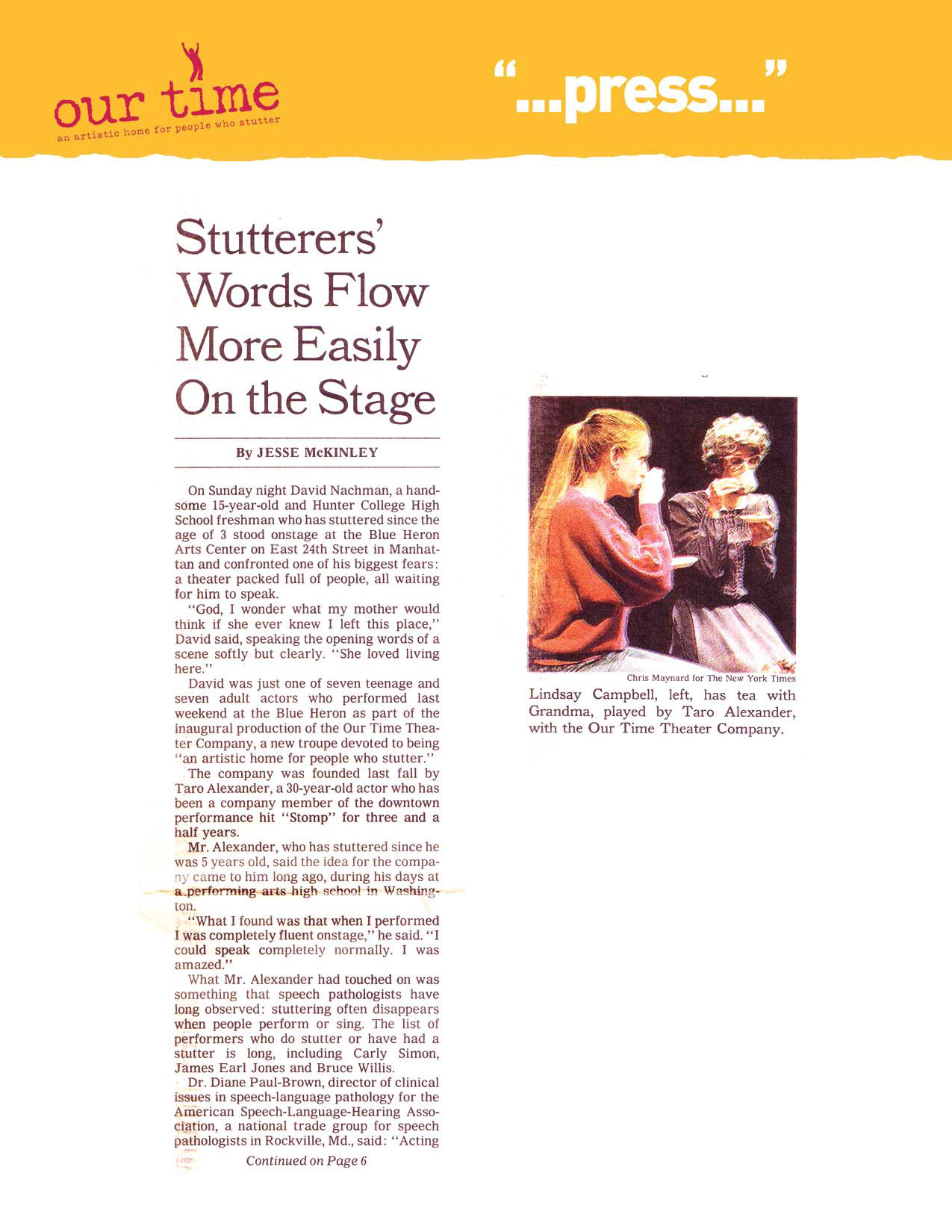 Stutterers’ Words Flow More Easily On the Stage