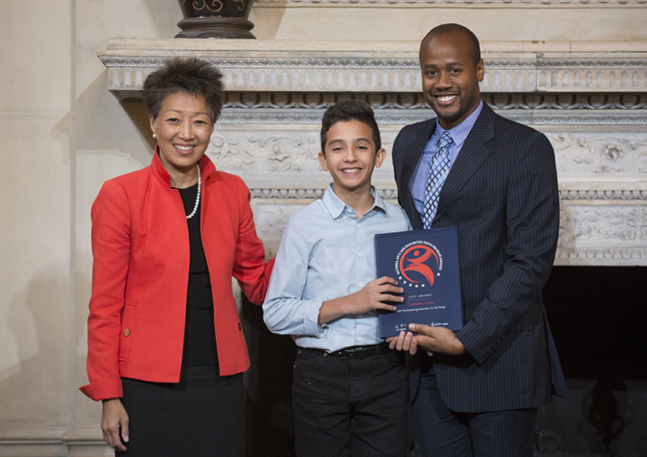 Pictured: NEA Chairman Jane Chu, SAY Participant Reuben, and SAY Director of Programming Travis Robertson.